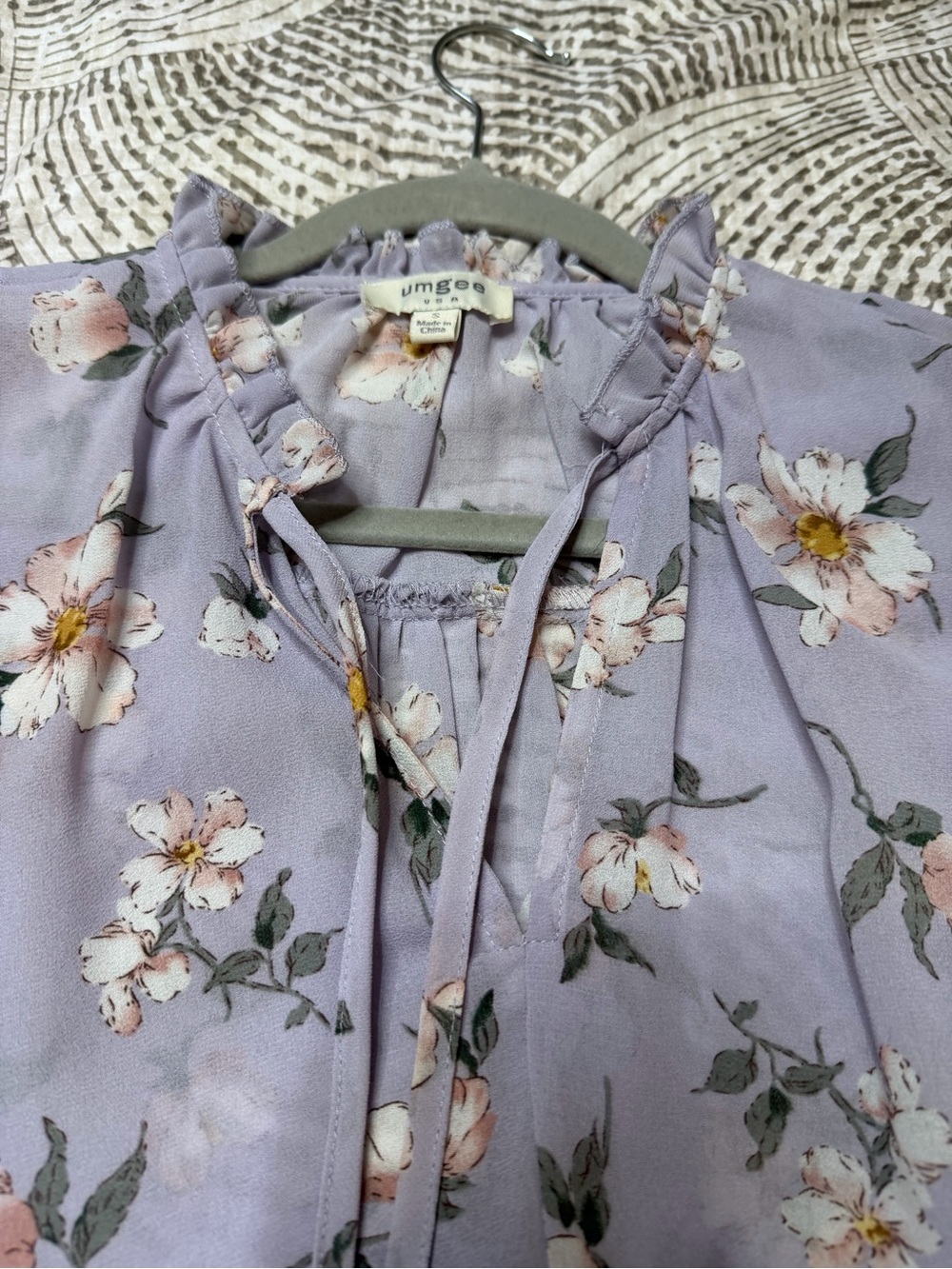 UmgeeFloral Ruffle Peplum Blouse - Lavender - Picture 7 of 8